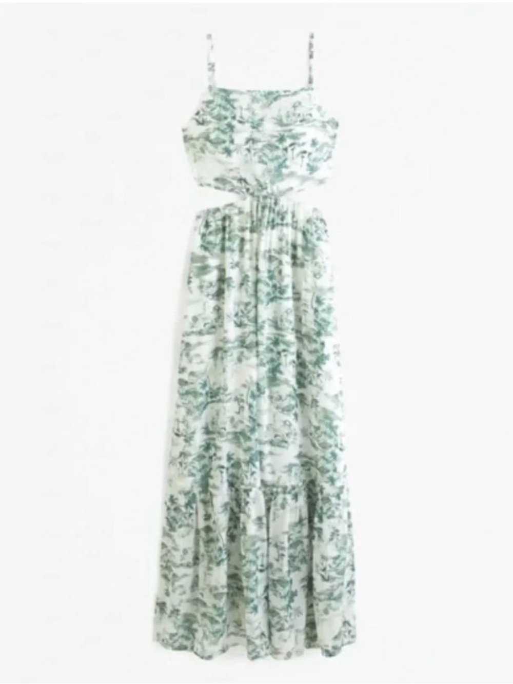 Abercrombie & Fitch White Maxi Dress with Green Floral Print